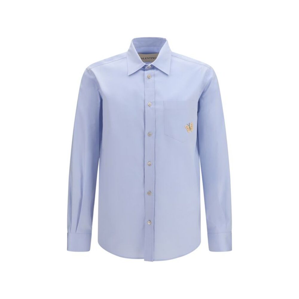 Valentino Men Cotton Shirt With Butterfly Embroidery
